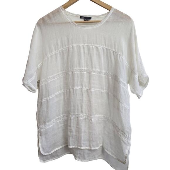 Vince Women's White Ramie Short Sleeve Summer Top, Size S - Picture 4 of 12